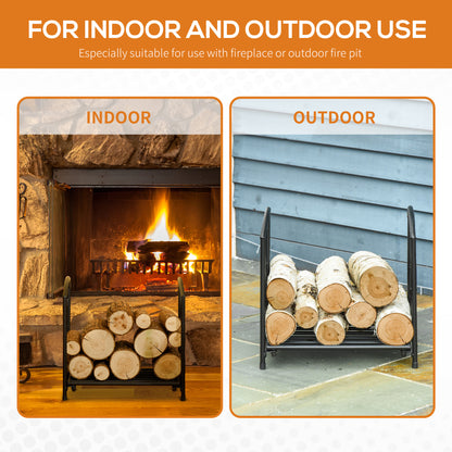 Heavy-duty metal fireplace log holder