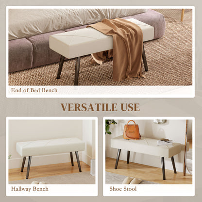 Upholstered Velvet Bedroom Bench — Steel Legs