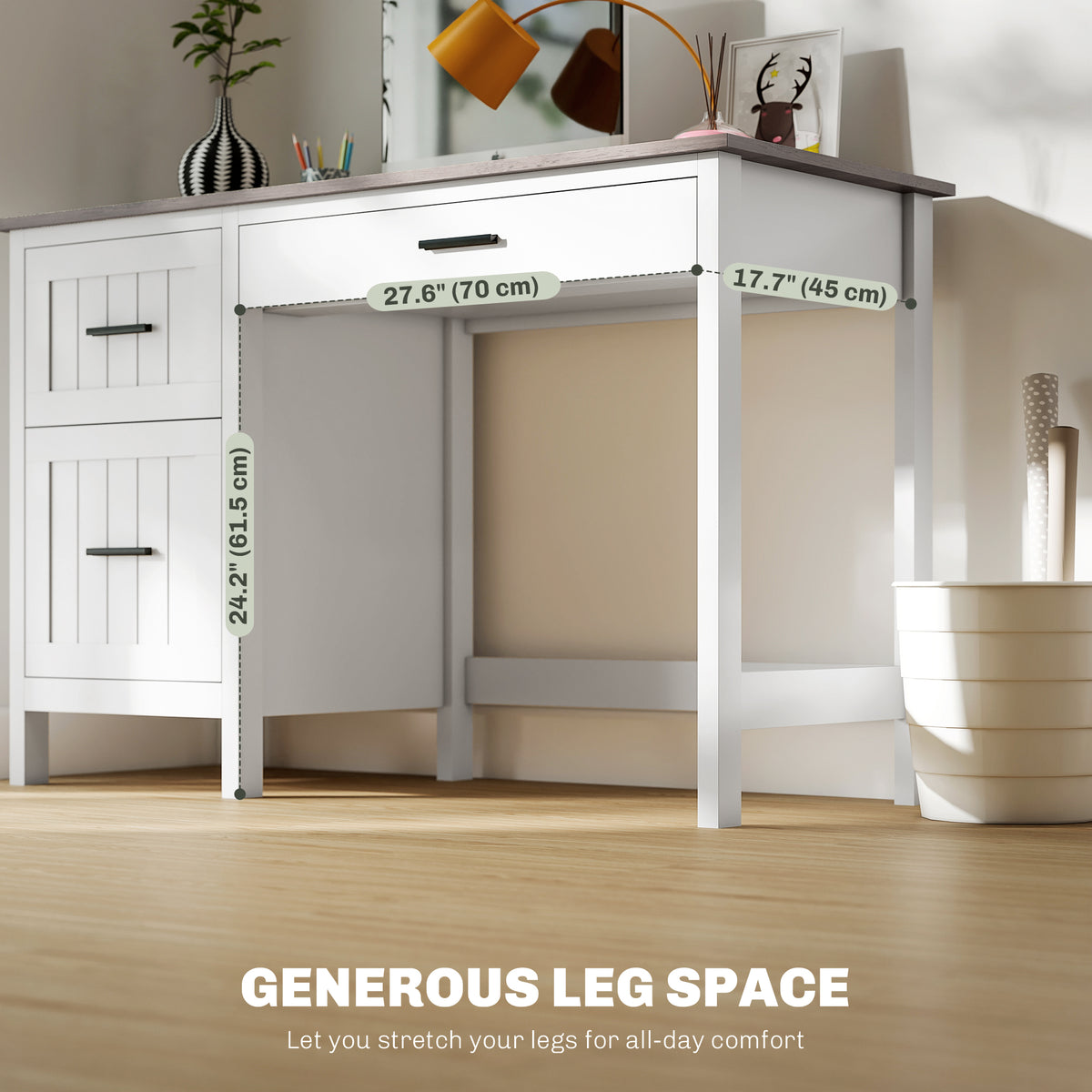 Farmhouse Computer Desk with 3 Drawers