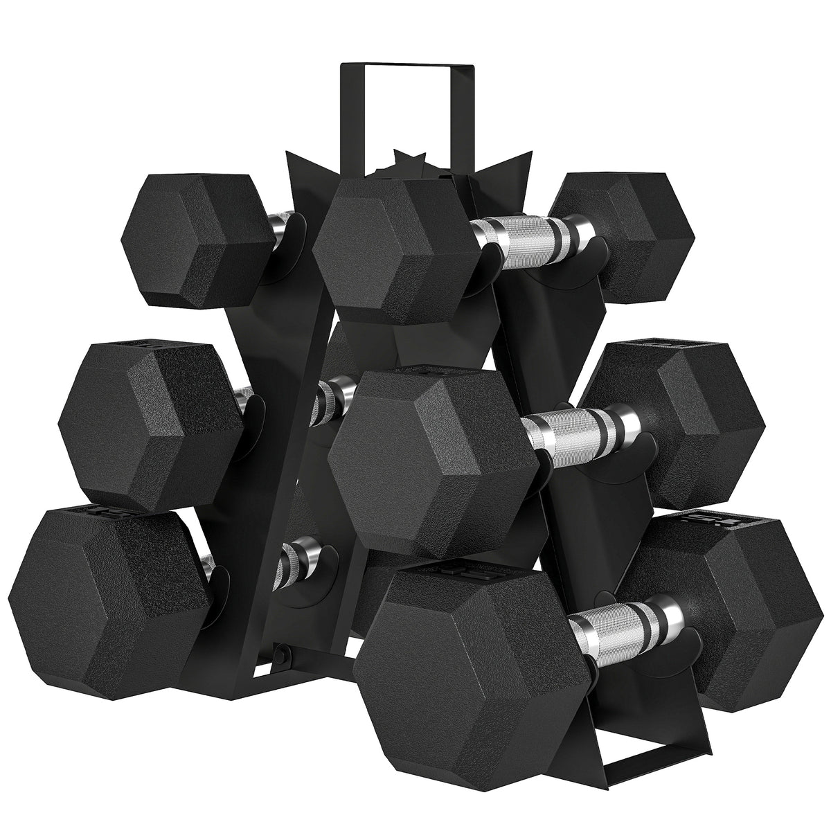 Hex Dumbbell Set with Metal Rack