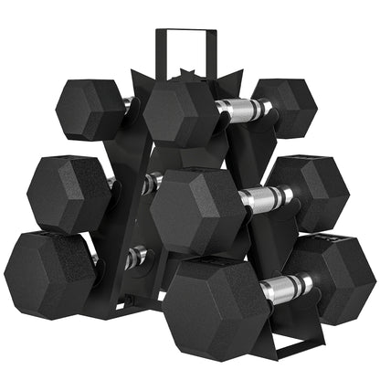 Hex Dumbbell Set with Metal Rack