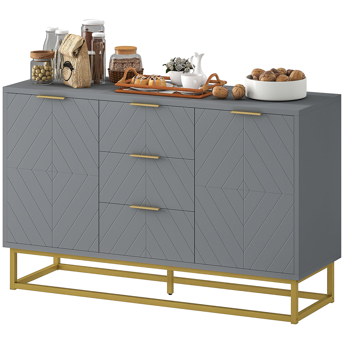 Mueble de almacenamiento de 120 cm con puertas y cajones