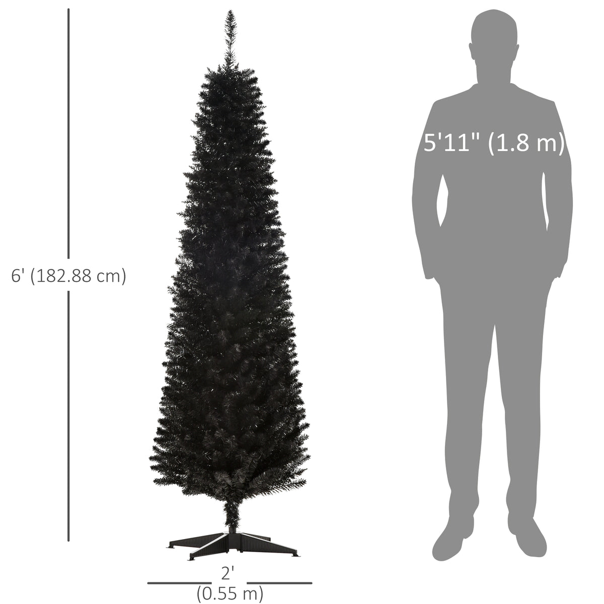 Pino de Navidad artificial delgado estilo lápiz 6 pi