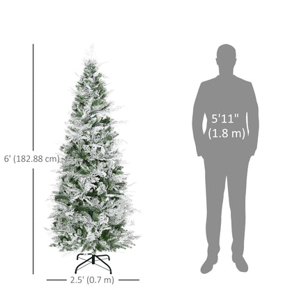 Flocked Pencil Christmas Tree 517 Branches — Green