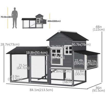 Wooden Chicken Coop with Run and Nesting Box