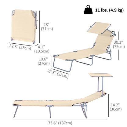 Folding Lounge Chair with Adjustable Sun Shade