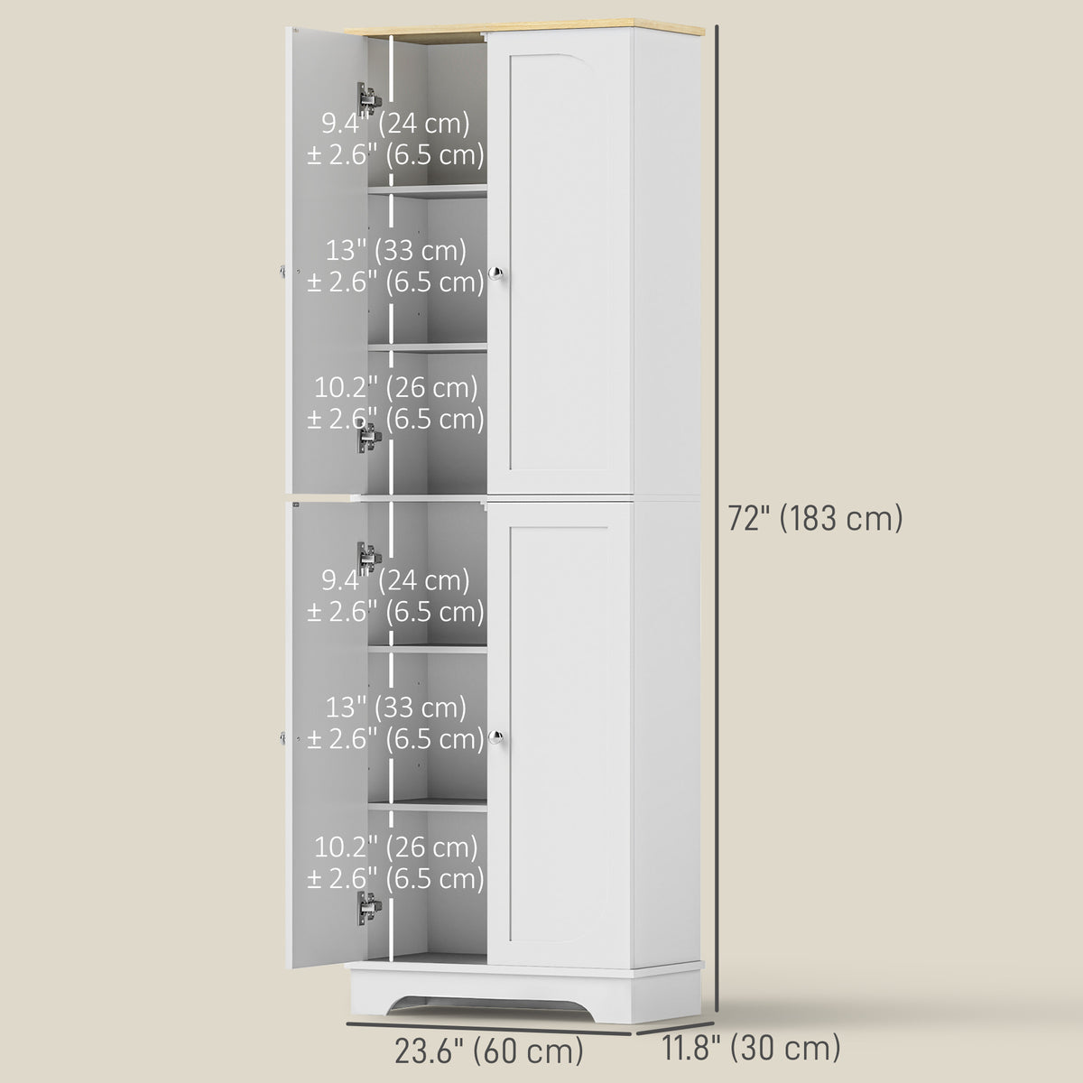 Alacena alta de 4 puertas con estantes ajustables