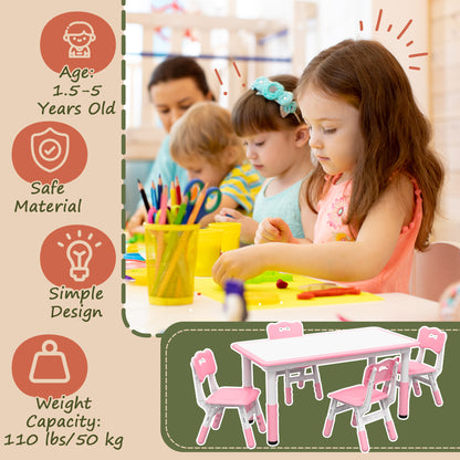 Kids Table and Chair Set Adjustable Height — Set of 5
