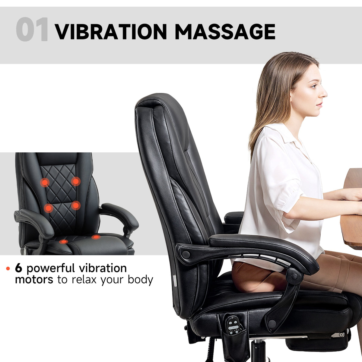 Silla de oficina ergonómica reclinable de masaje