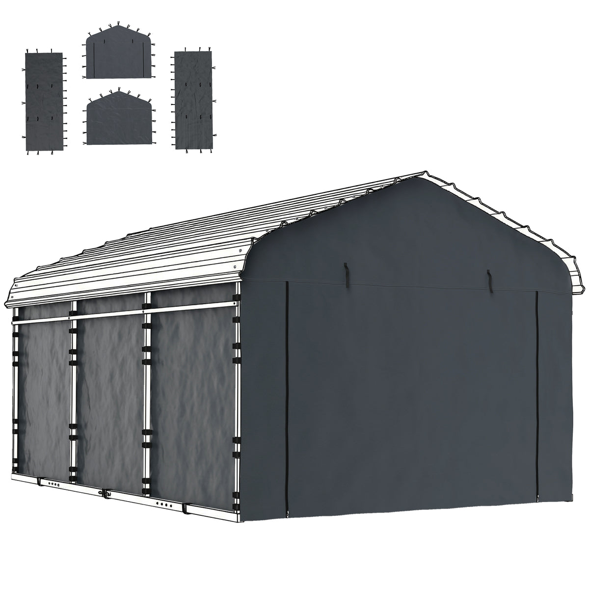 Carport Replacement Sidewall Set 10' x 15'