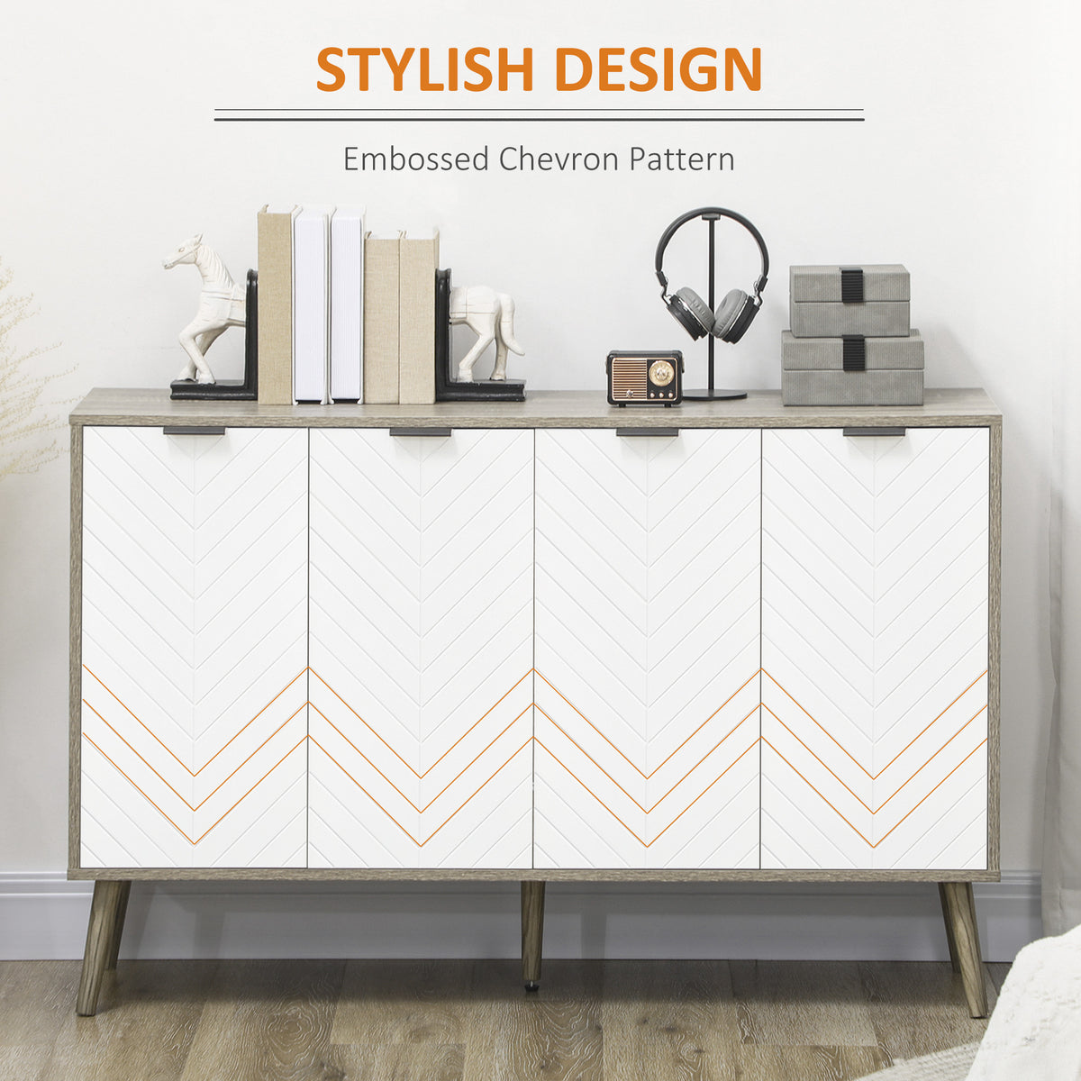 Modern sideboard buffet cabinet adjustable shelves 4 doors