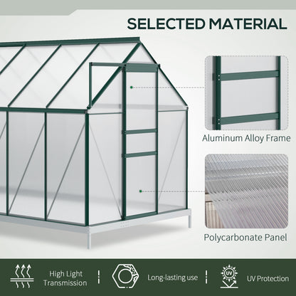 190x375x199cm Charcoal Grey Polycarbonate Greenhouse with Ventilation