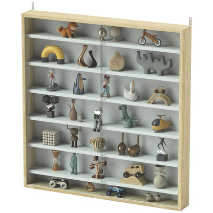 7-Tier Wall Display Cabinet with Glass Doors