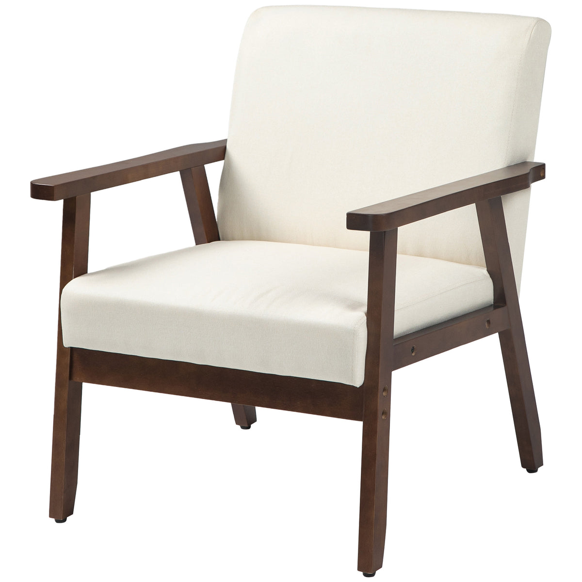 Sillón auxiliar acolchado con reposabrazos de madera