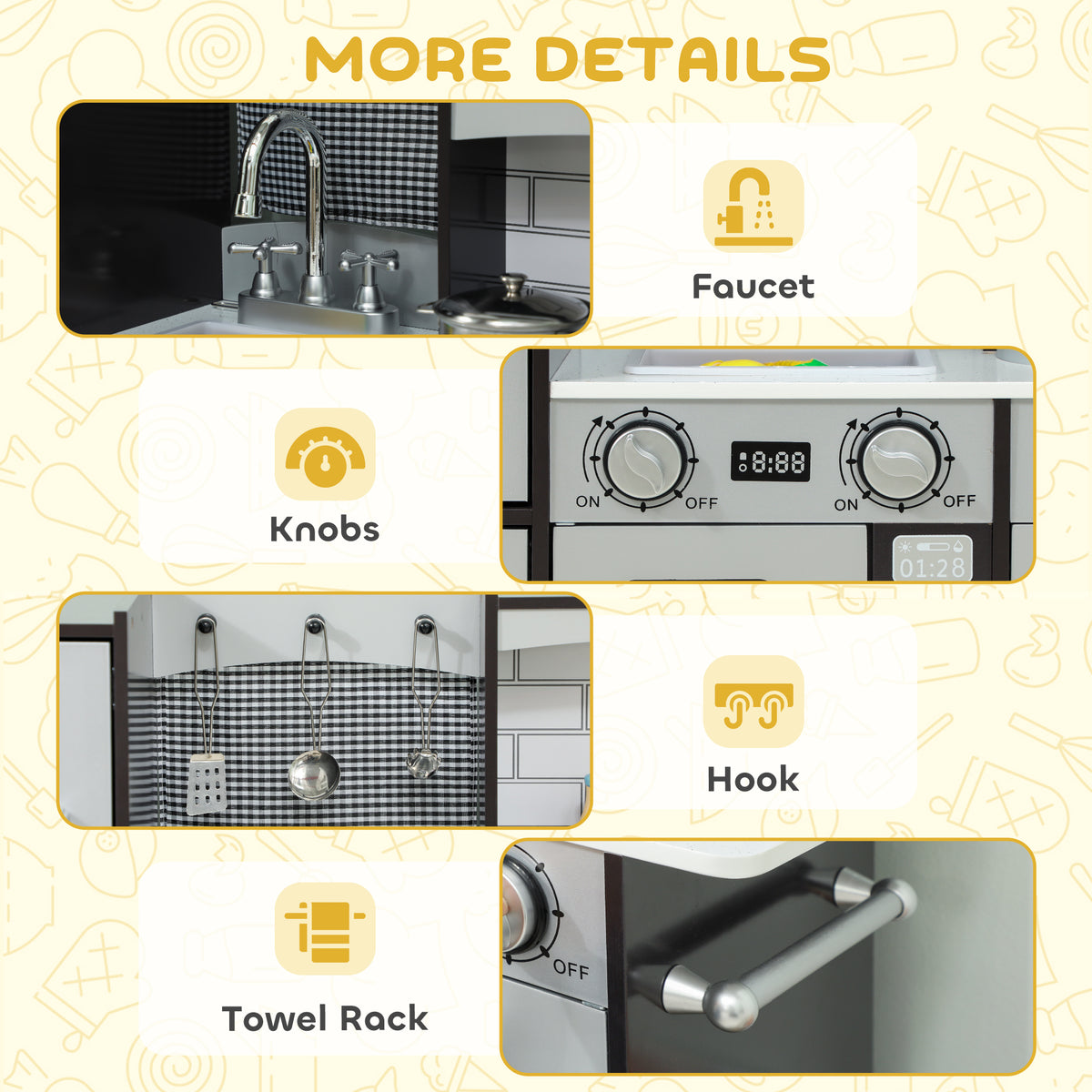 Kids play kitchen with accessories and sounds