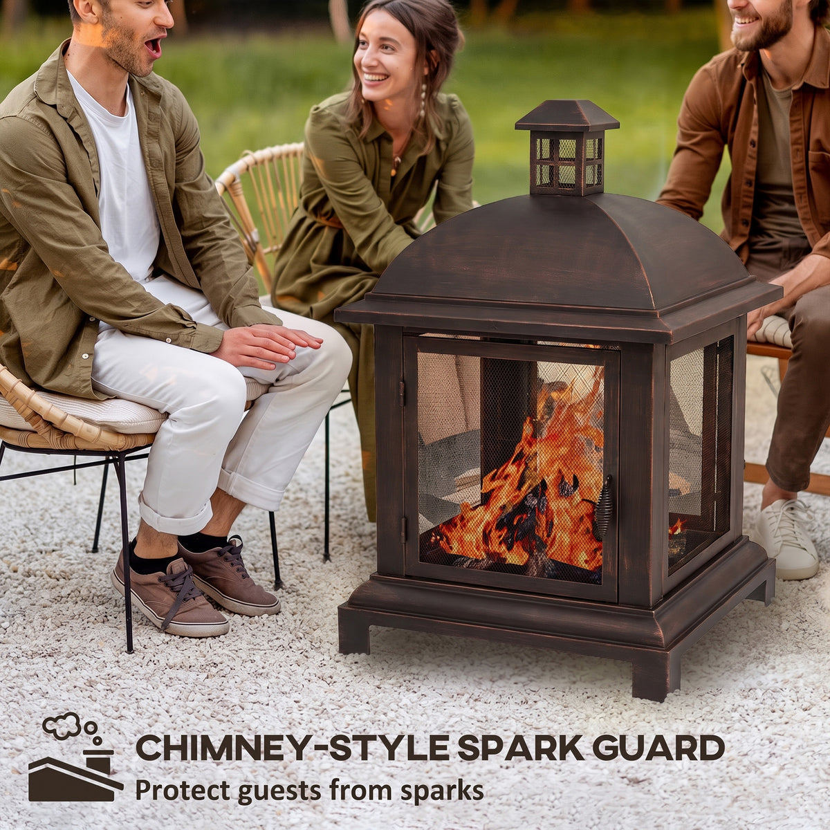 Wood-burning chimney style fire pit