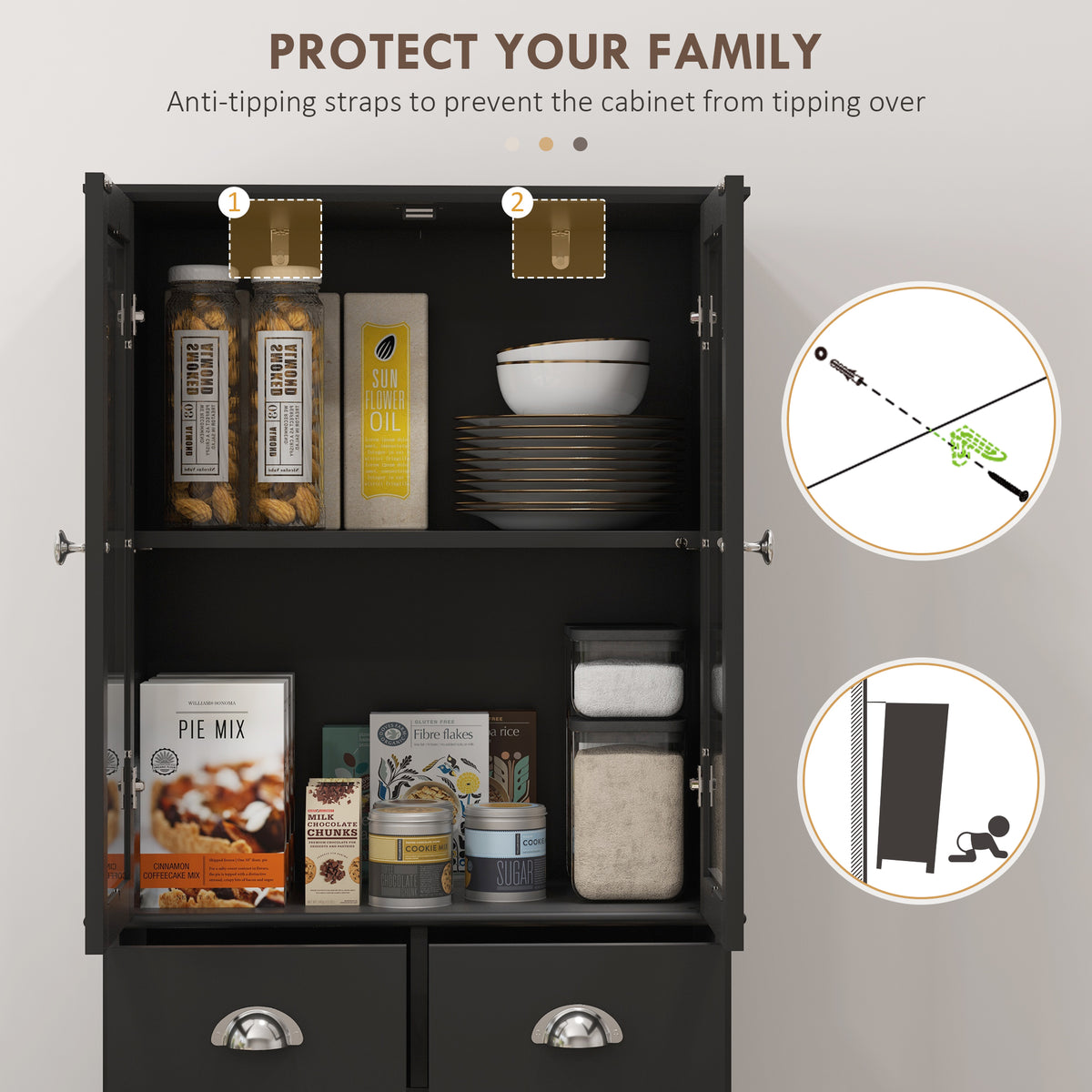 Kitchen pantry cabinet freestanding farmhouse storage
