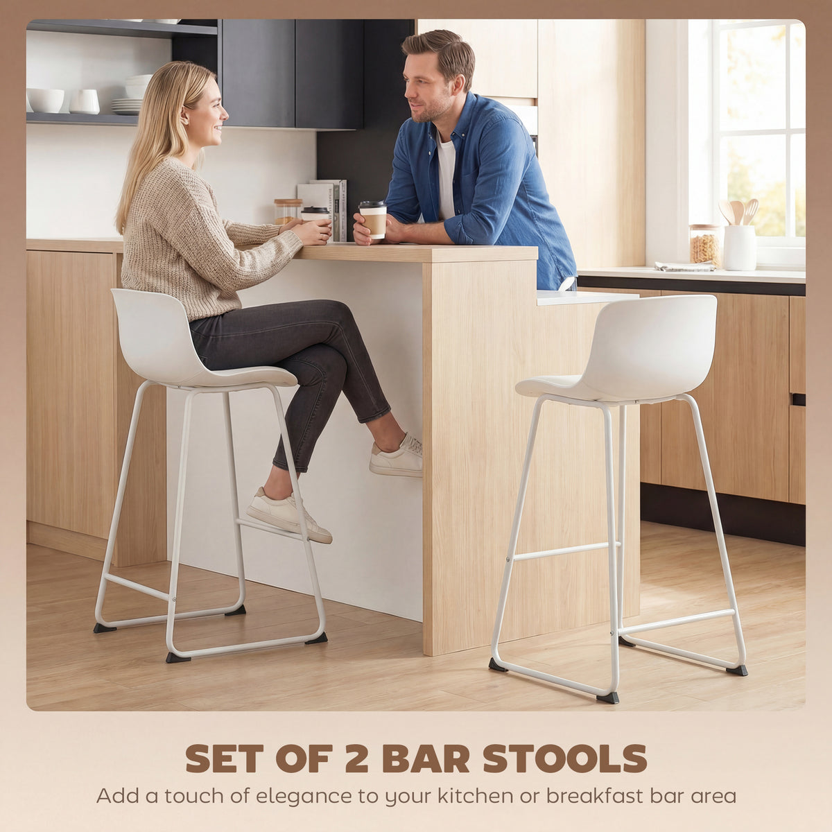 Modern PU Leather Bar Stools Set of 2
