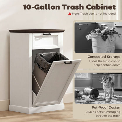 Tilt Out Trash Cabinet 10 Gallon — White