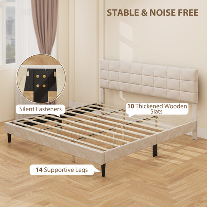 Estructura de cama queen de plataforma capitoné — 500 kg