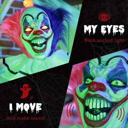 Life-Size Animated Halloween Clown Decoration — Black