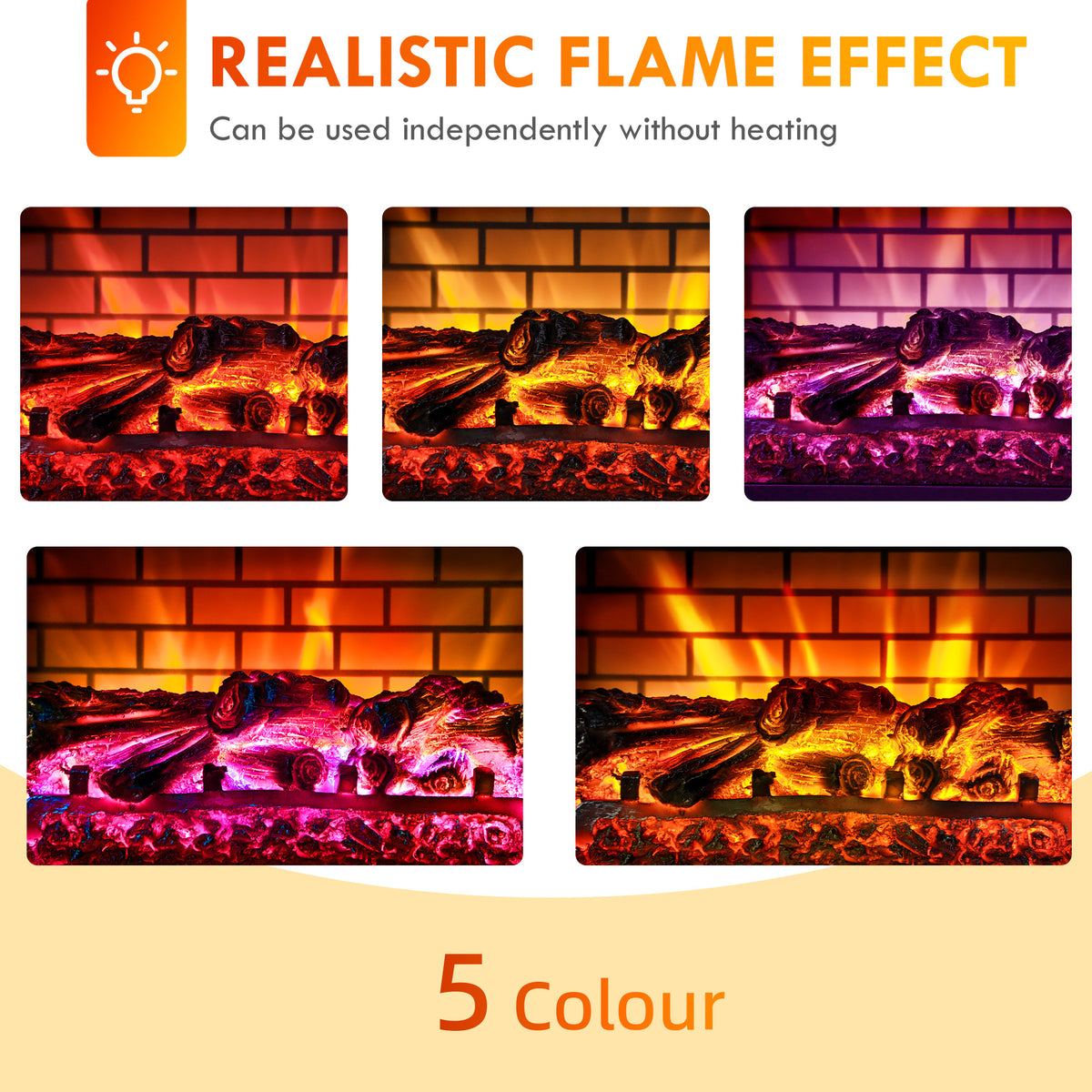 Chimenea eléctrica infrarroja con llamas 3D realistas de 1500 W