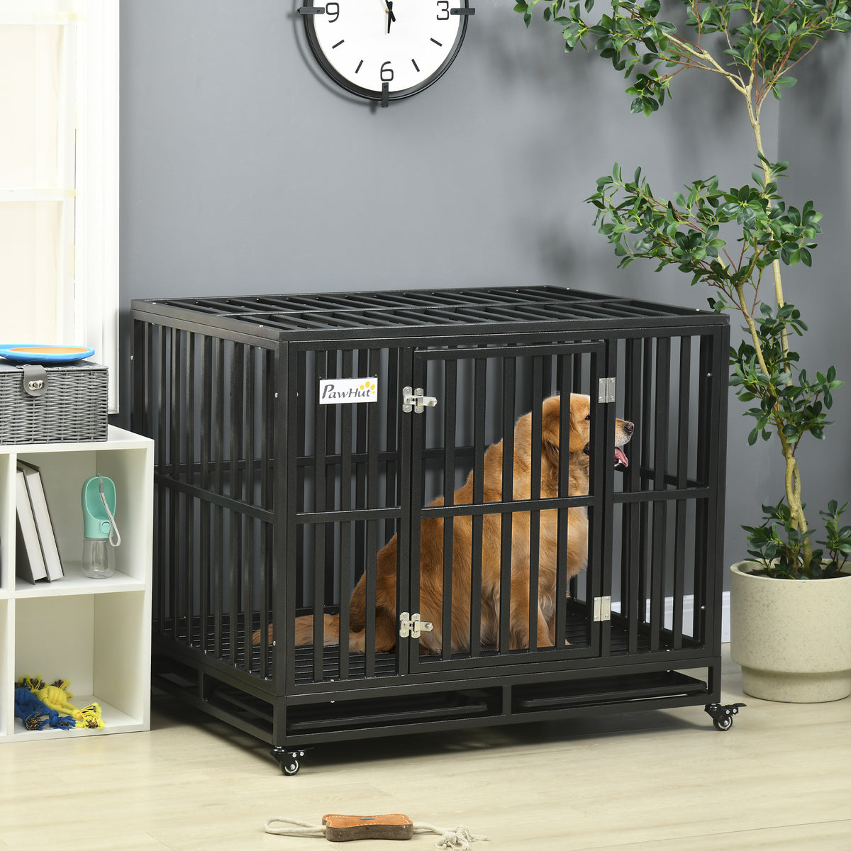 Heavy duty steel dog crate 104 cm with wheels