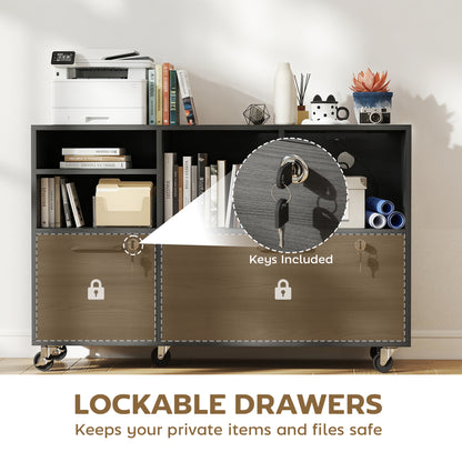 Mobile file cabinet with charging station and lock