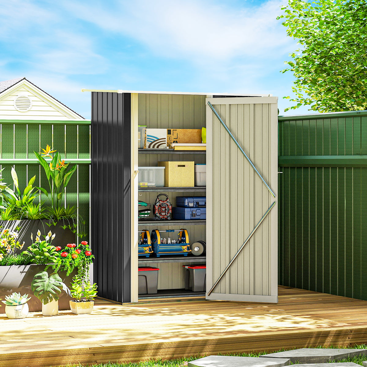 Outdoor Storage Shed 5 x 3 ft Sloped Roof