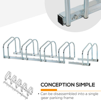 5-Bike Floor Parking Stand Indoor Outdoor Storage Rack