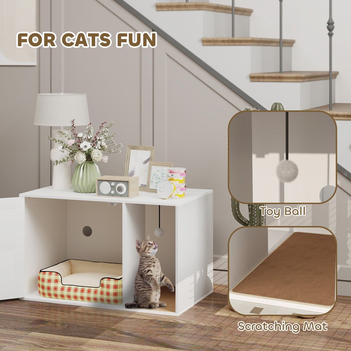 Mueble para arenero de gato estilo boho