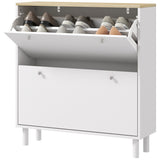 2 Drawer Shoe Storage Cabinet with Adjustable Shelves