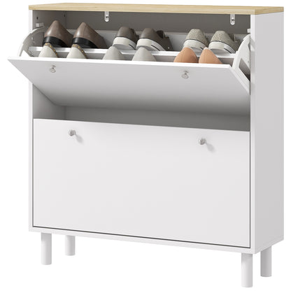 2 Drawer Shoe Storage Cabinet with Adjustable Shelves