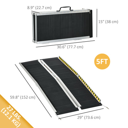 Folding Aluminum Wheelchair Ramp 5ft — black