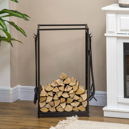Firewood rack for fireplace with 4 tools 46 x 30 x 70 cm