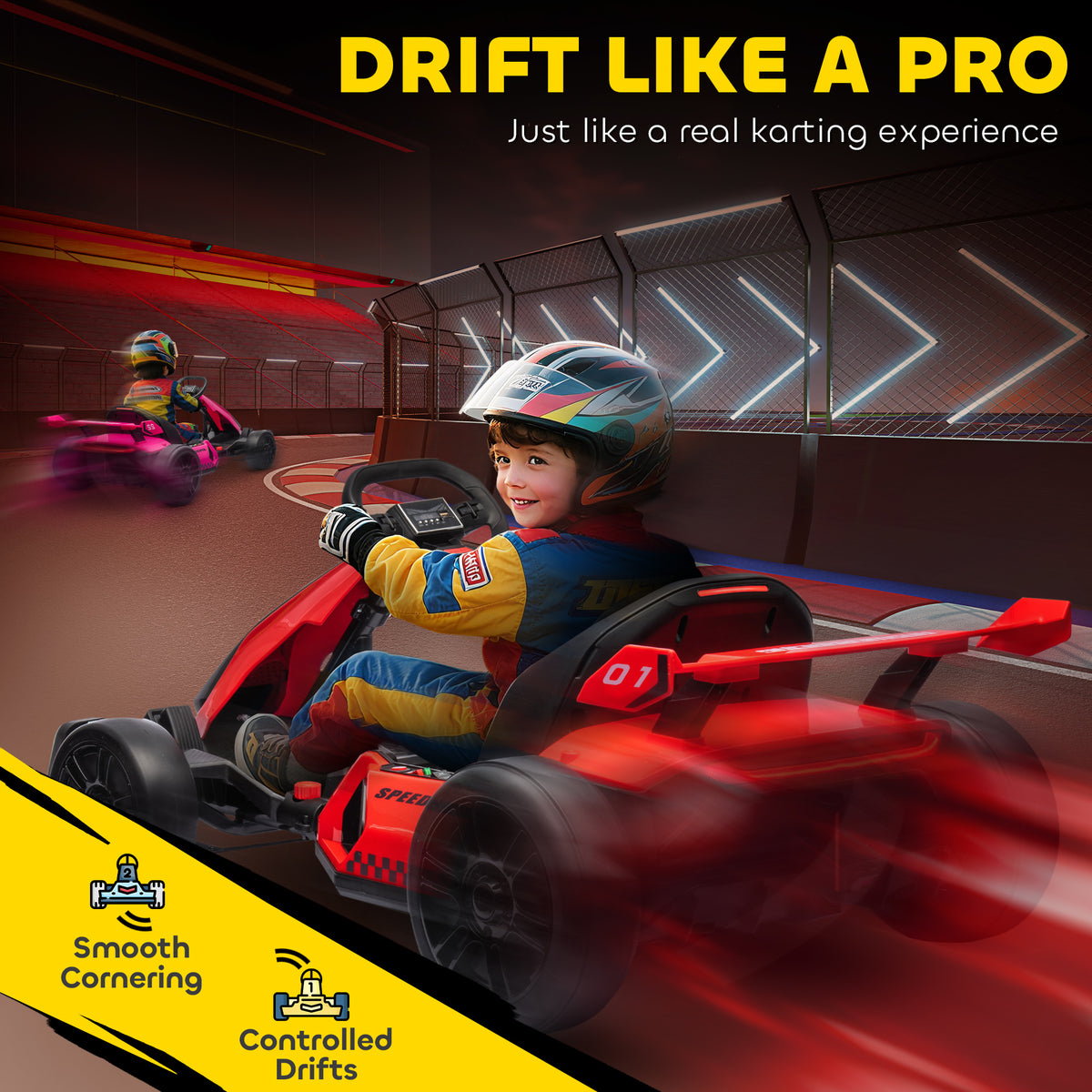 Electric Go Kart 24V Kids with Adjustable Seat