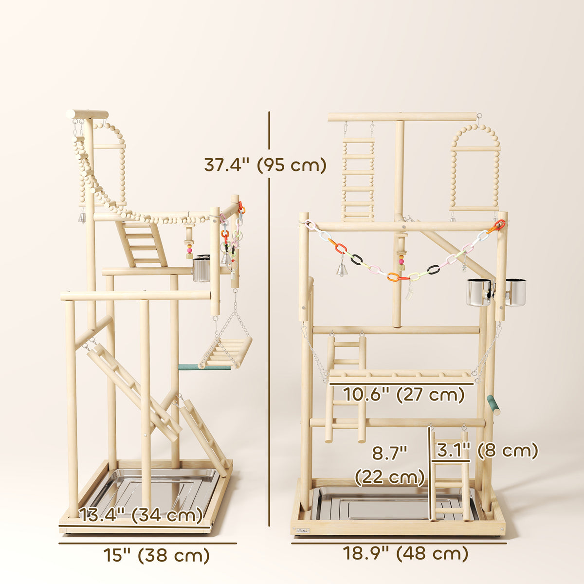 4-Layer Wooden Bird Playground Play Stand