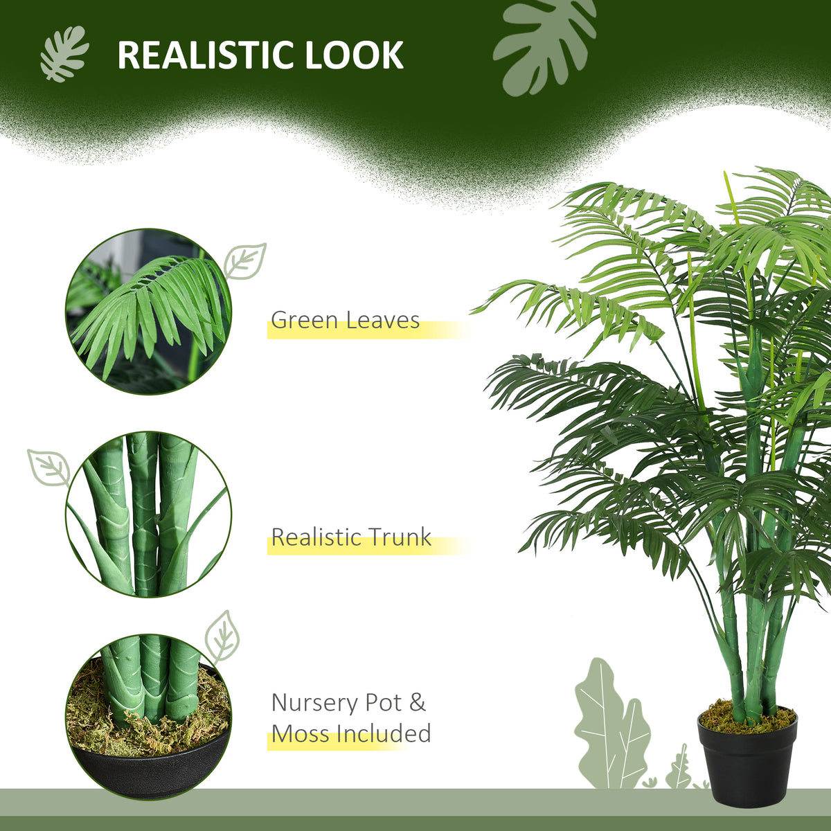 Realistic Artificial Palm Tree in Pot — Green