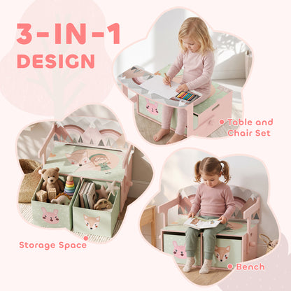 3-in-1 convertible wooden toy storage chest