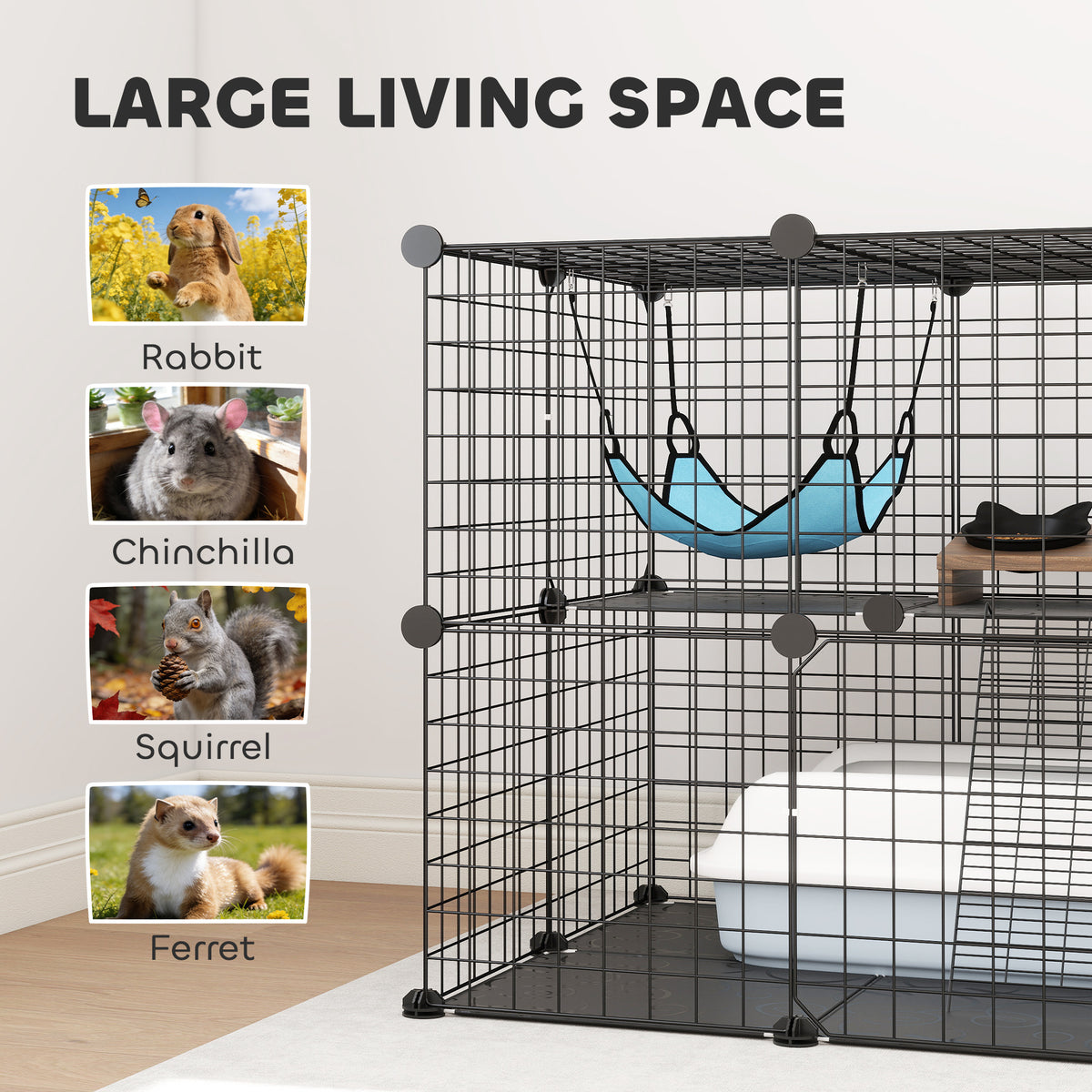 2-Tier Modular Cat Cage Enclosure
