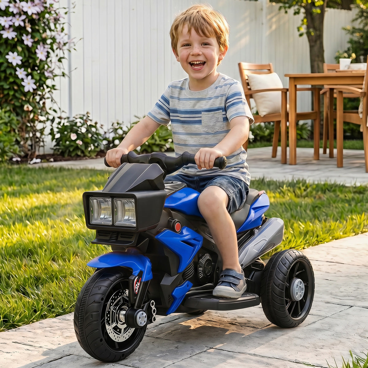 Electric Motorcycle Ride-On Toy 6V Pedal Powered Music Headlights