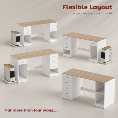 Computer Desk with 4 Drawers and Mobile CPU Stand