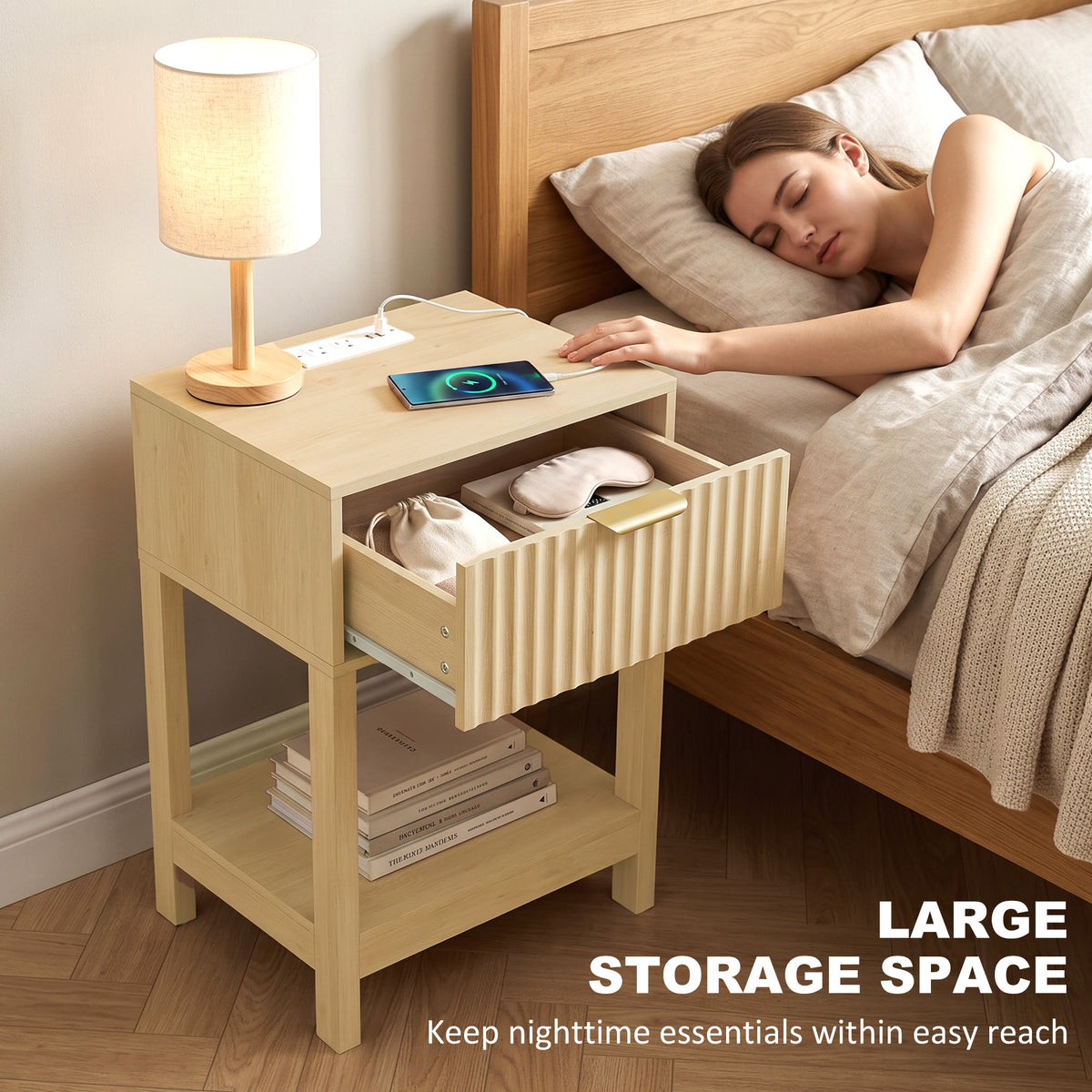 Modern nightstand with drawer — Set of 2