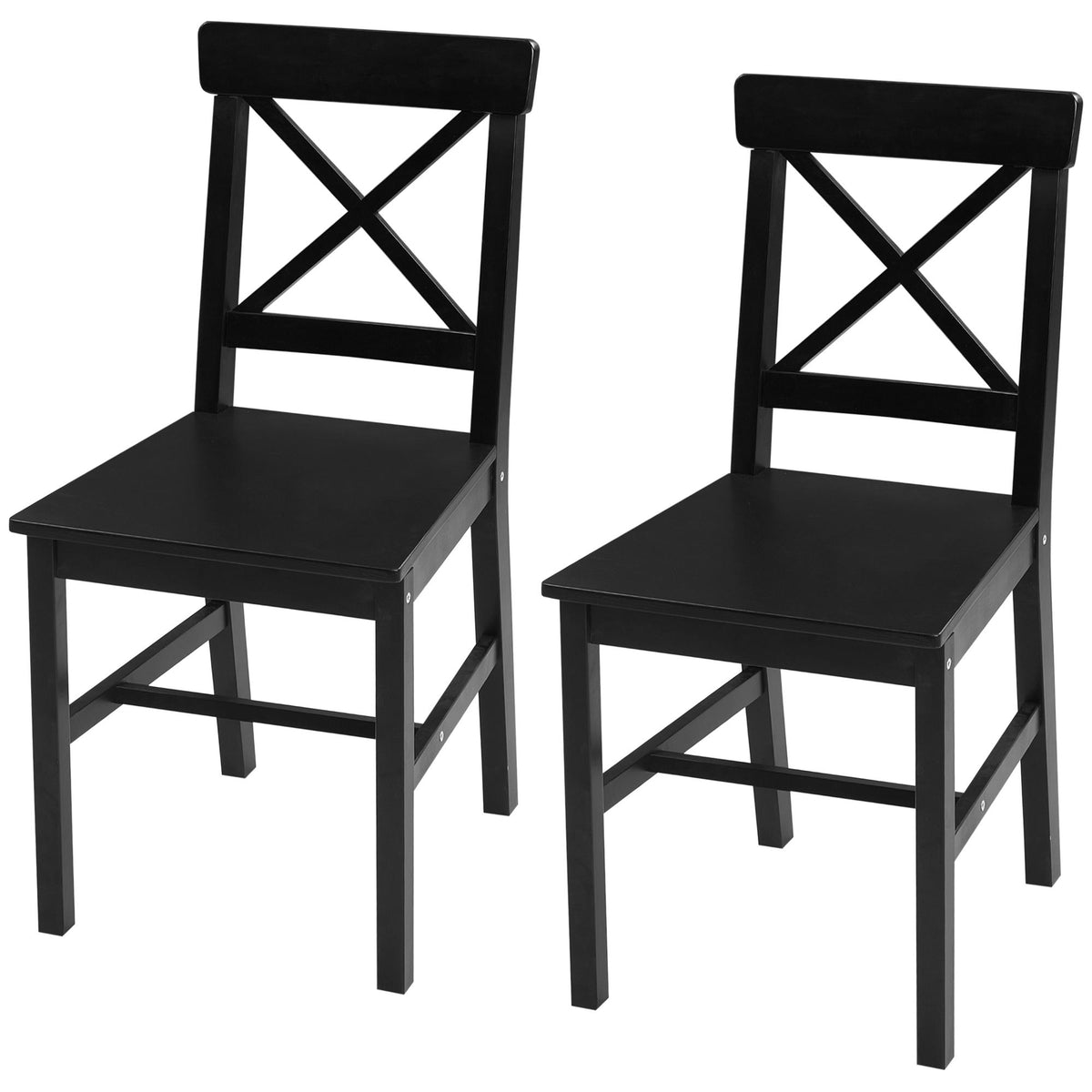 Set of 2 Wooden Dining Chairs Solid Cross Back