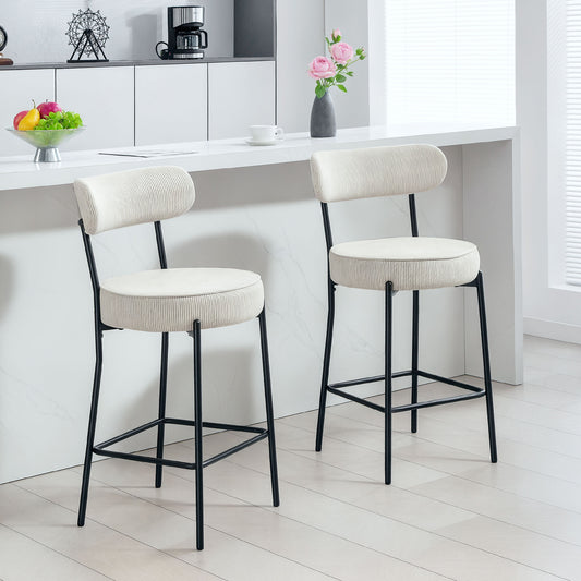 Upholstered Corduroy Bar Stools — Set of 2