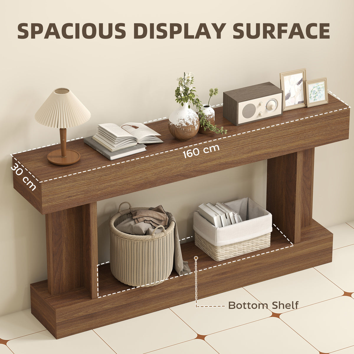 Vintage Console Table with Storage Shelf 160 cm