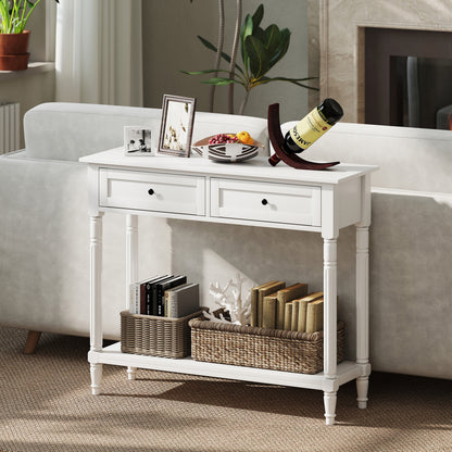 Entryway Console Table with 2 Drawers and Shelf