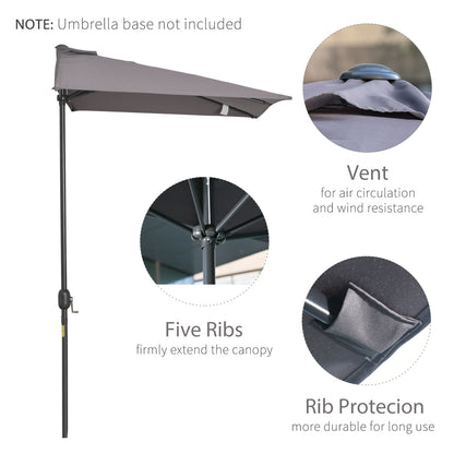 8 ft Half-Round Balcony Patio Umbrella with Crank