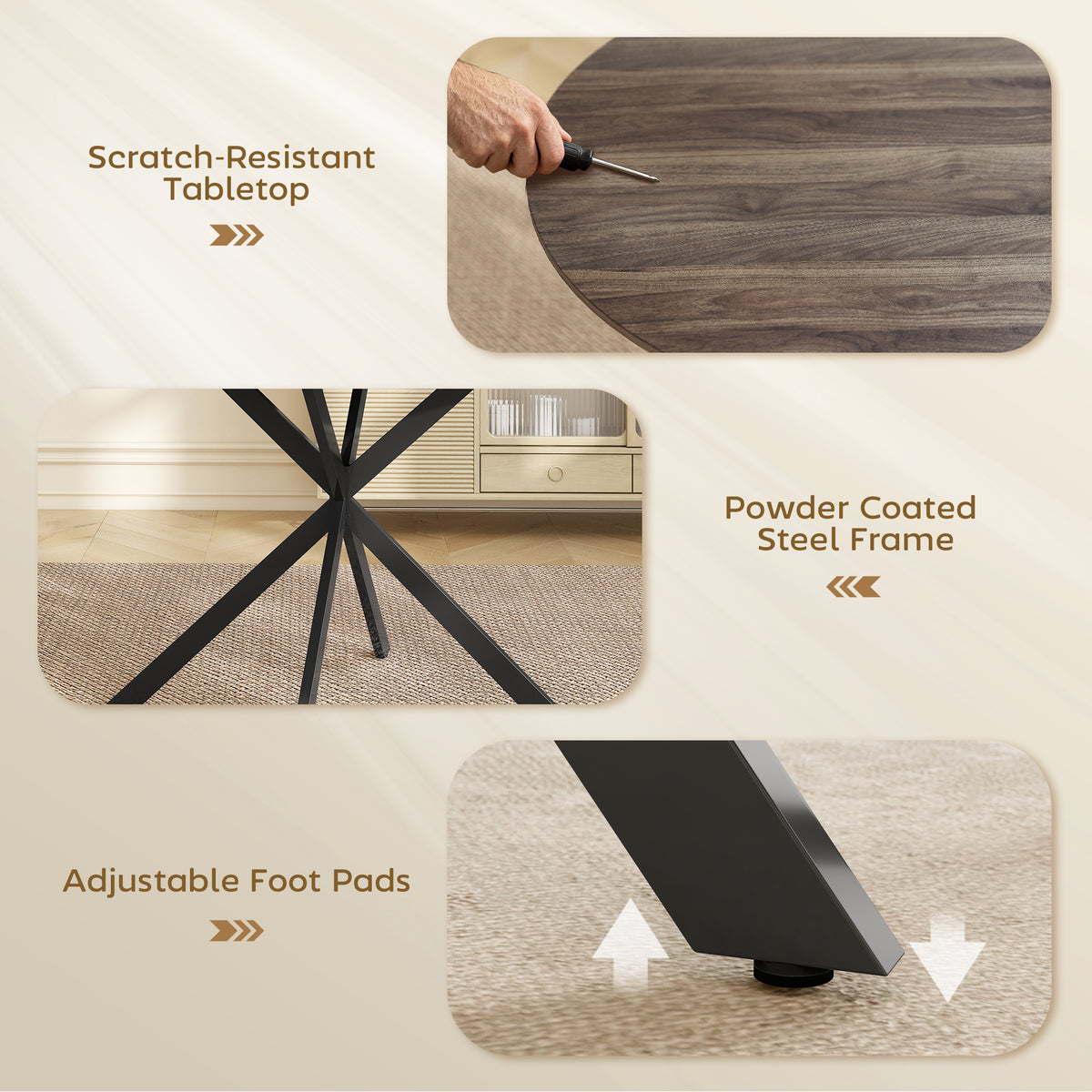 Round Kitchen Table 40 inch — black