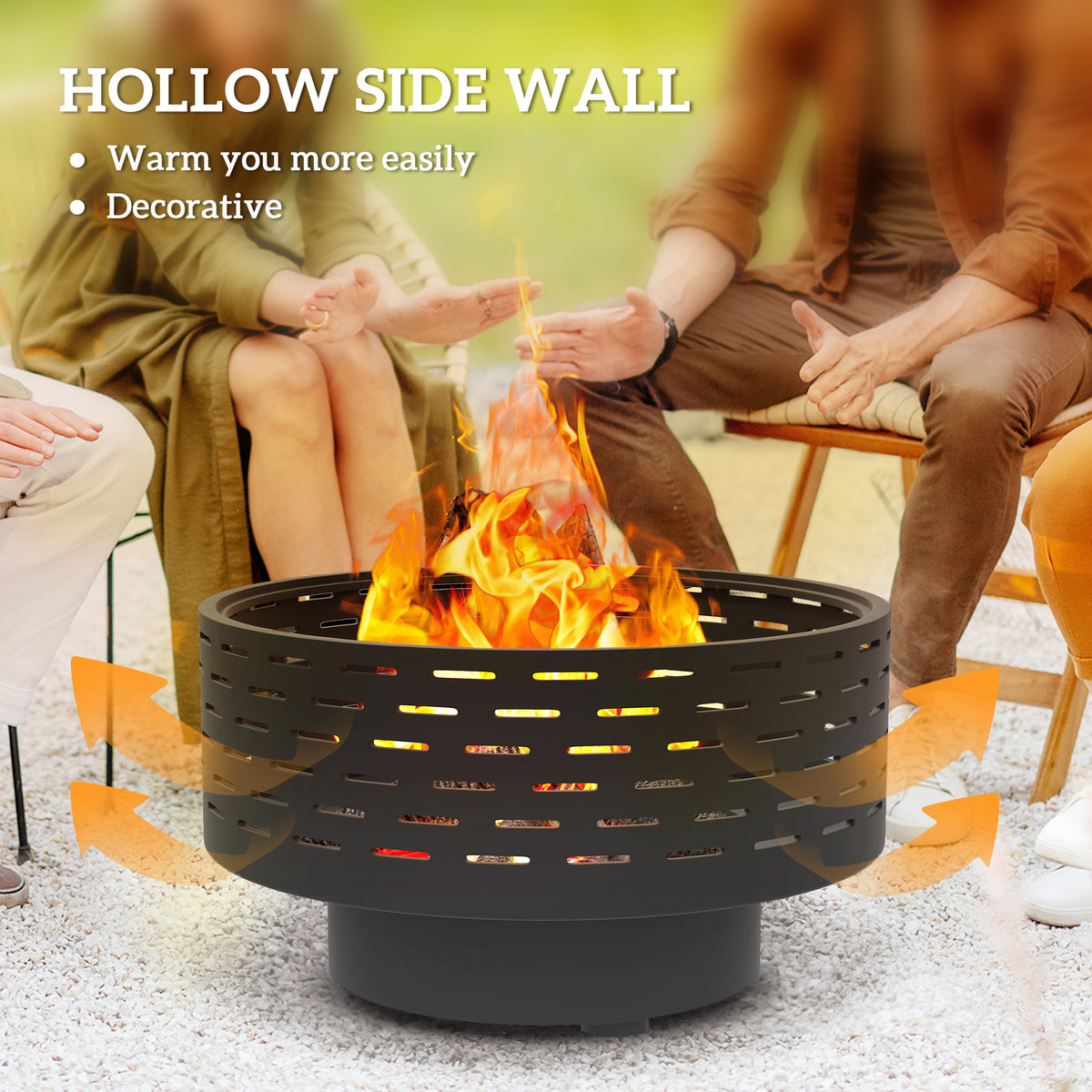 3-in-1 Outdoor Fire Pit with Grill Grate and Lid
